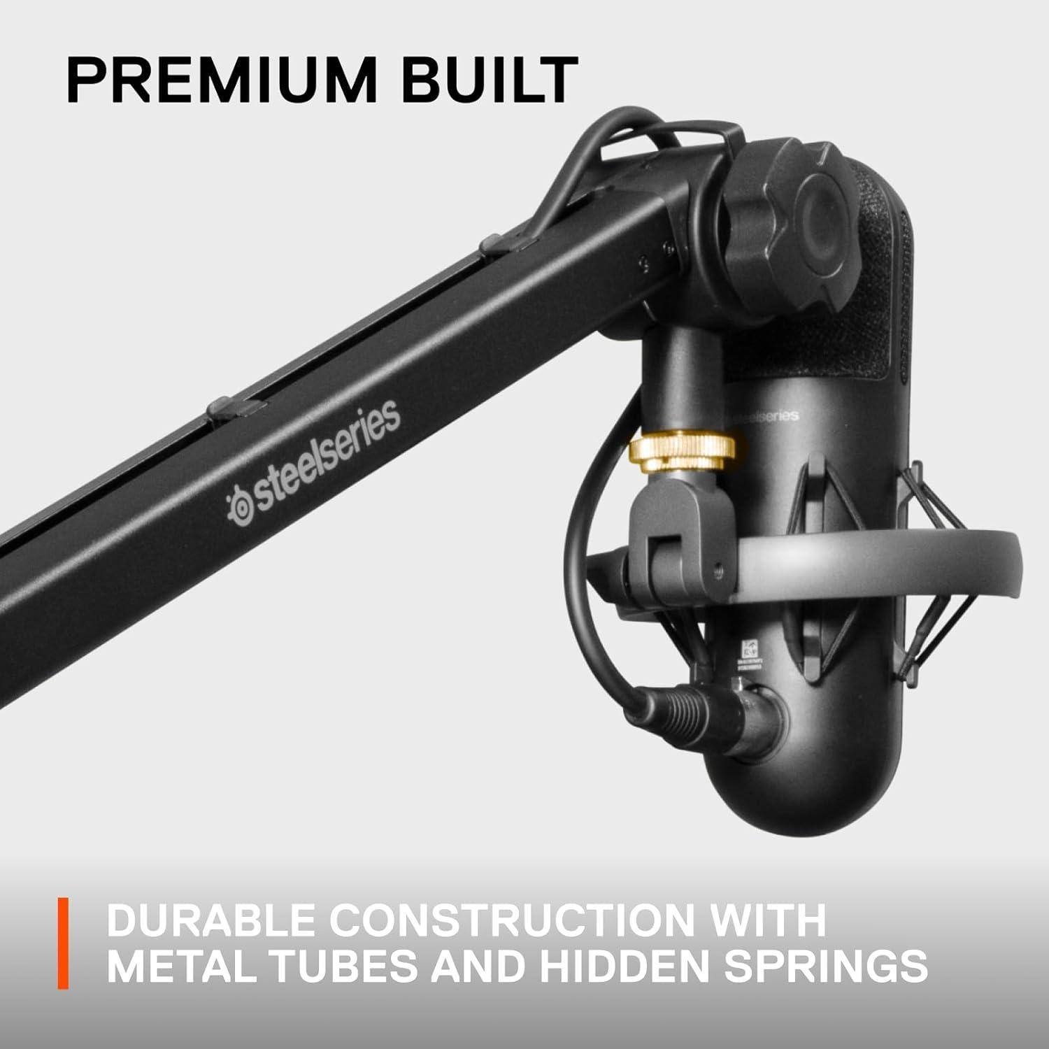 imageSteelSeries Alias USB Mic for PC 3x Bigger Capsule for Gaming Streaming and Podcasting Sonar for Streamers Audio Software AI Noise Cancelling LED Mute ampamp Level Monitoring Shock MountBoom Arm