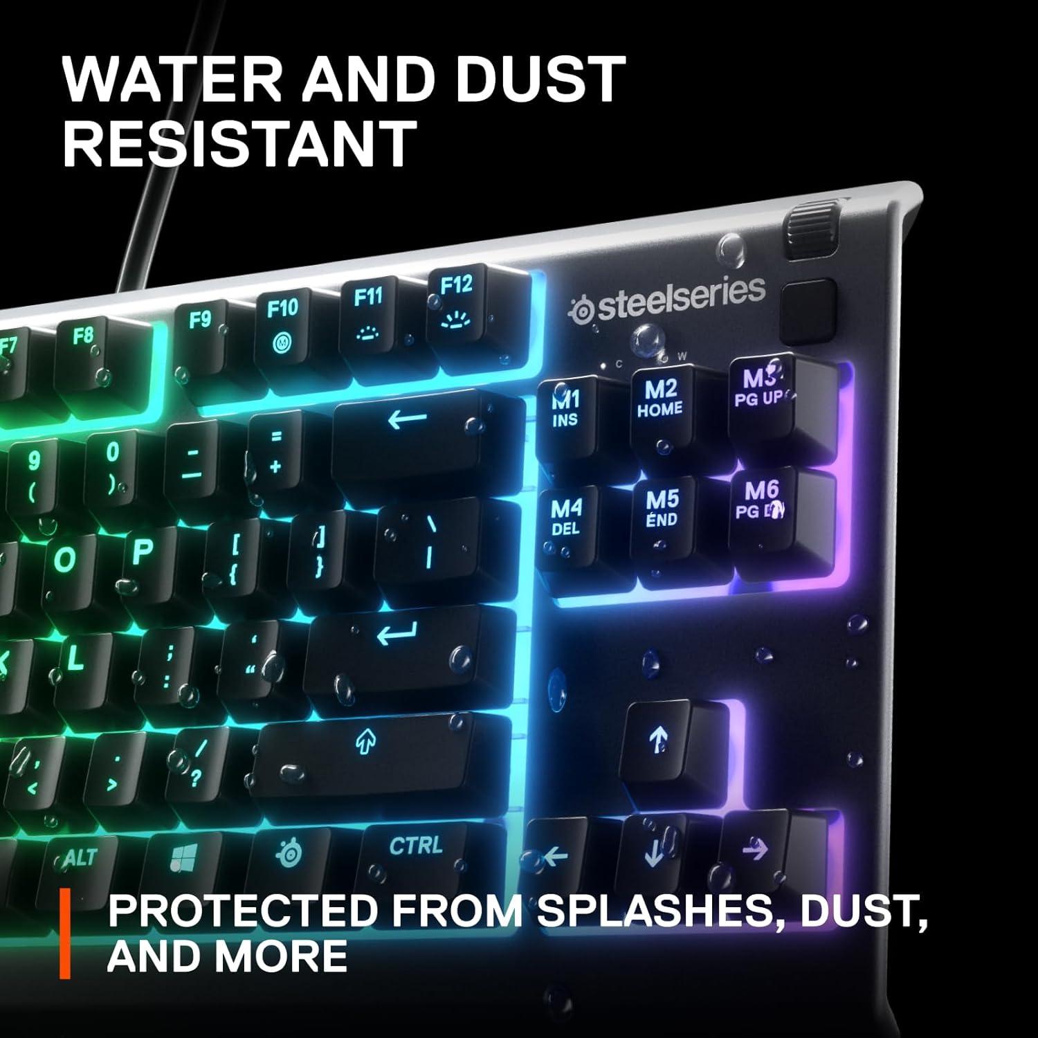 imageSteelSeries Apex 3 TKL White RGB Gaming Keyboard Tenkeyless Compact Form Factor 8Zone RGB Illumination Water and Dust Resistant WhisperQuiet Gaming SwitchBlack