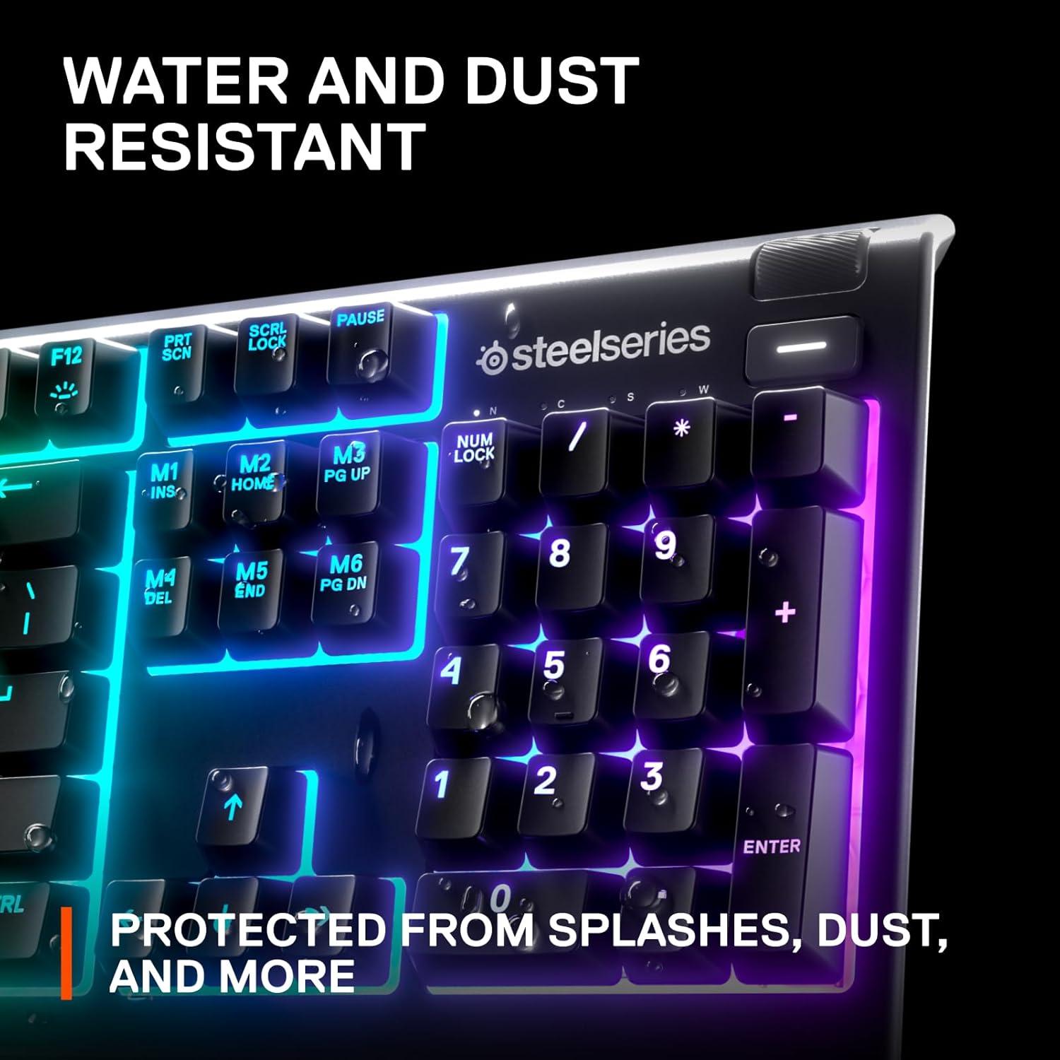 imageSteelSeries Apex 3 TKL White RGB Gaming Keyboard Tenkeyless Compact Form Factor 8Zone RGB Illumination Water and Dust Resistant WhisperQuiet Gaming SwitchBlack
