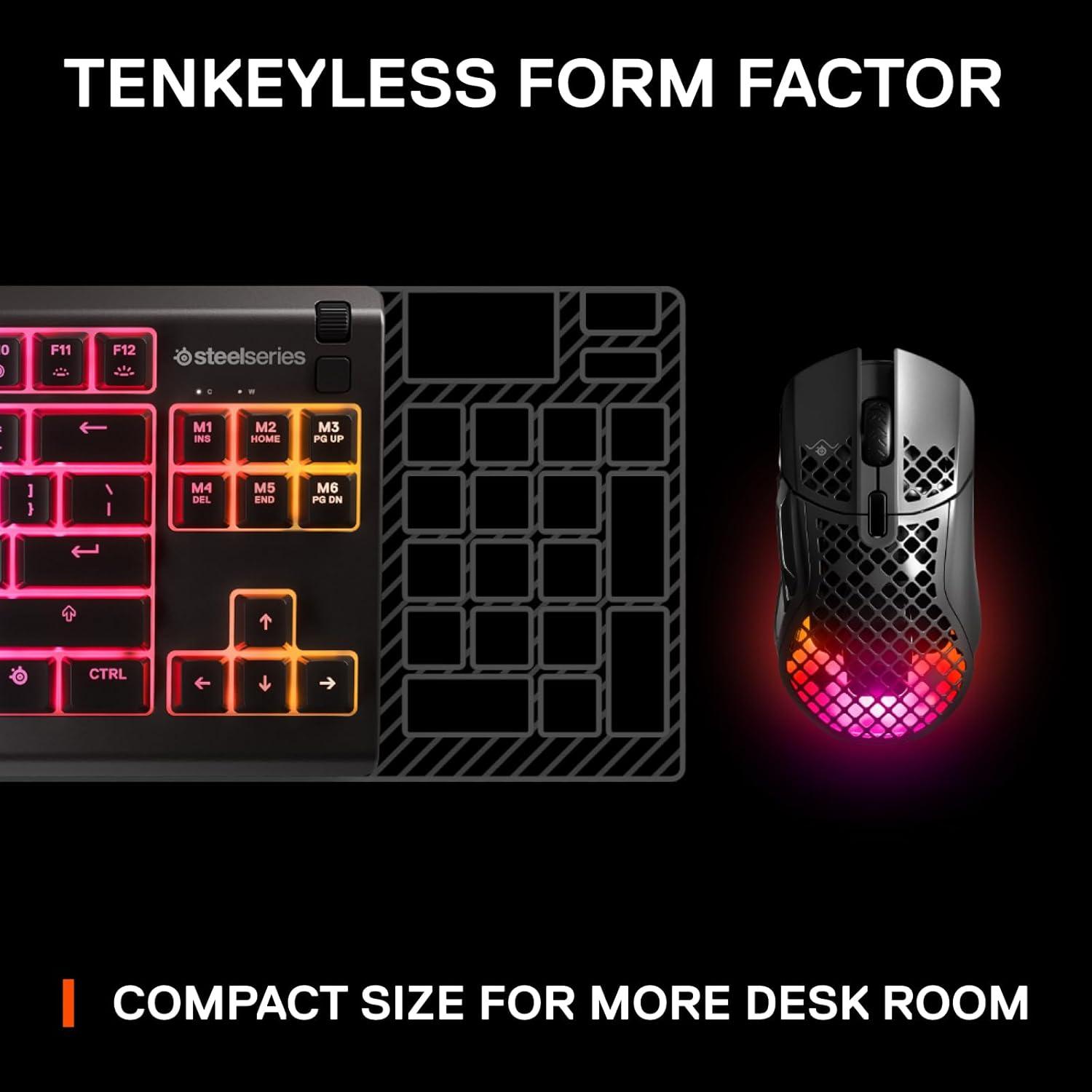 imageSteelSeries Apex 3 TKL White RGB Gaming Keyboard Tenkeyless Compact Form Factor 8Zone RGB Illumination Water and Dust Resistant WhisperQuiet Gaming SwitchBlack