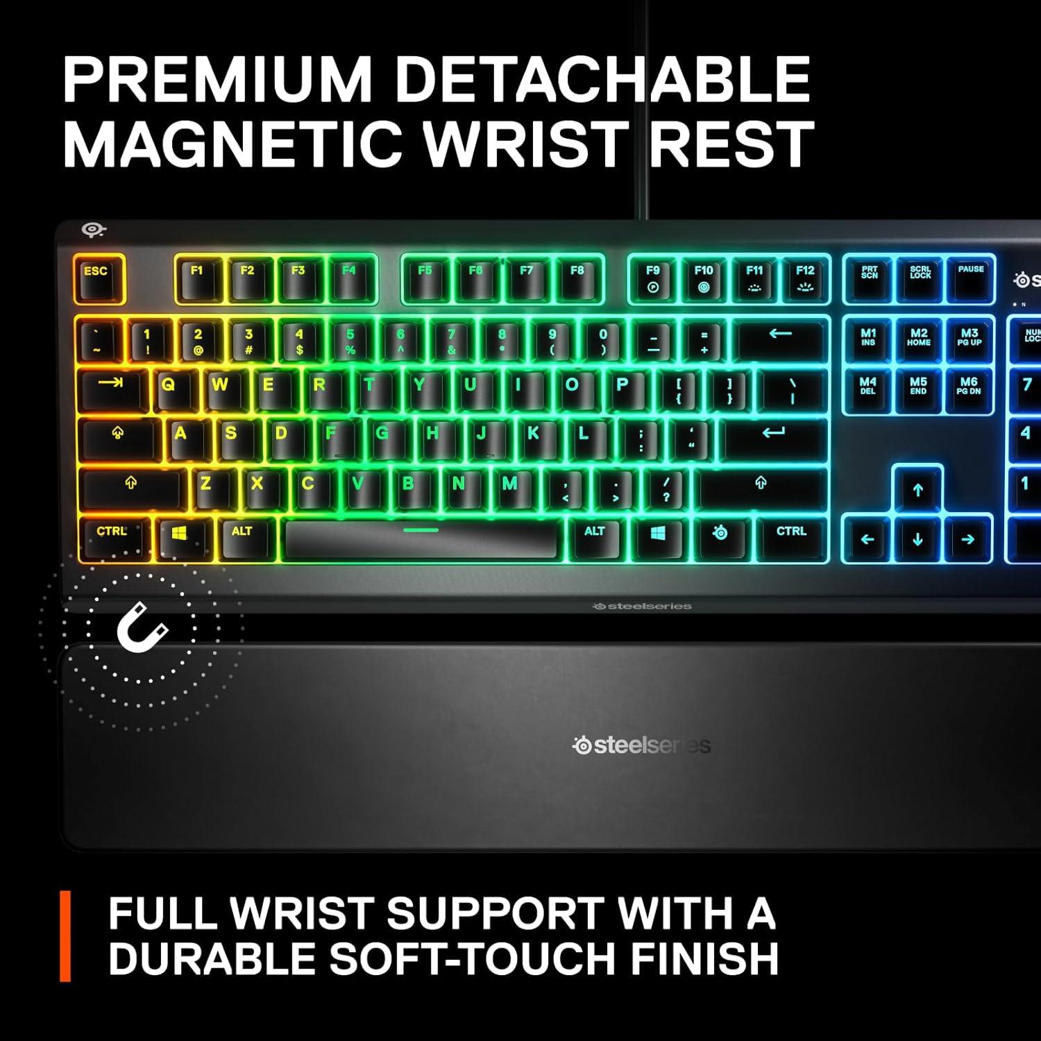 imageSteelSeries Apex 3 TKL White RGB Gaming Keyboard Tenkeyless Compact Form Factor 8Zone RGB Illumination Water and Dust Resistant WhisperQuiet Gaming SwitchBlack