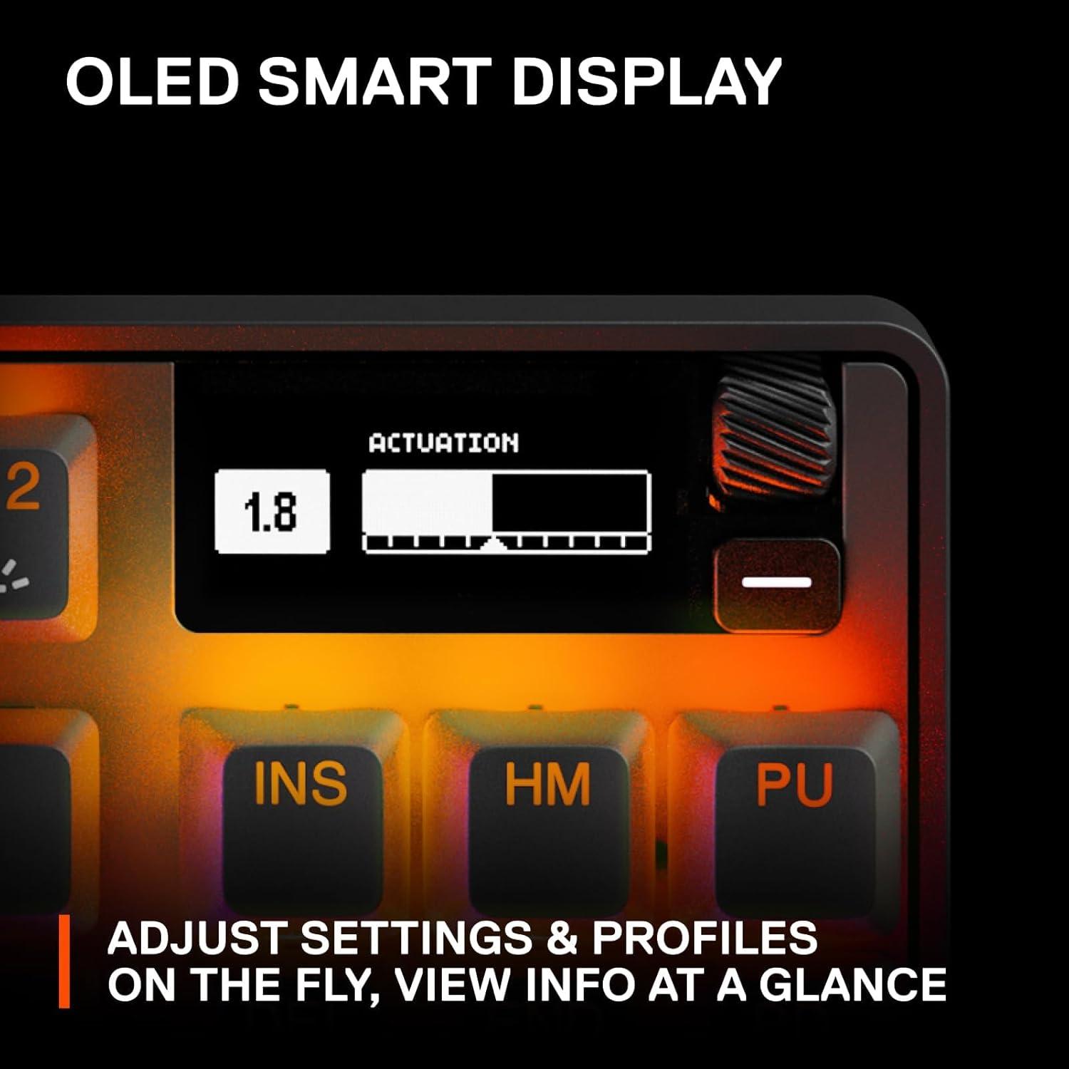 imageSteelSeries Apex Pro HyperMagnetic Gaming Keyboard Adjustable Actuation OLED Screen RGB USB PassthroughPro TKL