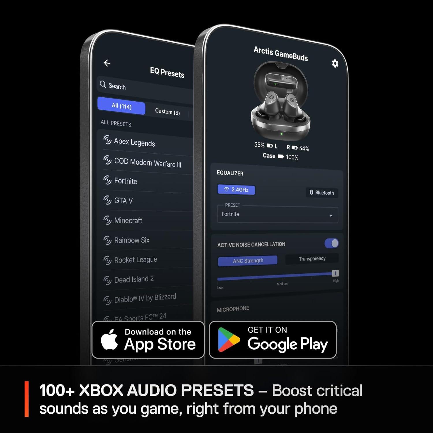 imageSteelSeries Arctis GameBuds for PlayStationPCSwitchMobile QuickSwitch 24GHz Bluetooth 53 Active Noise Cancelling 100 Game Audio Presets 40H Battery with Qi Charging Case WhiteBlack