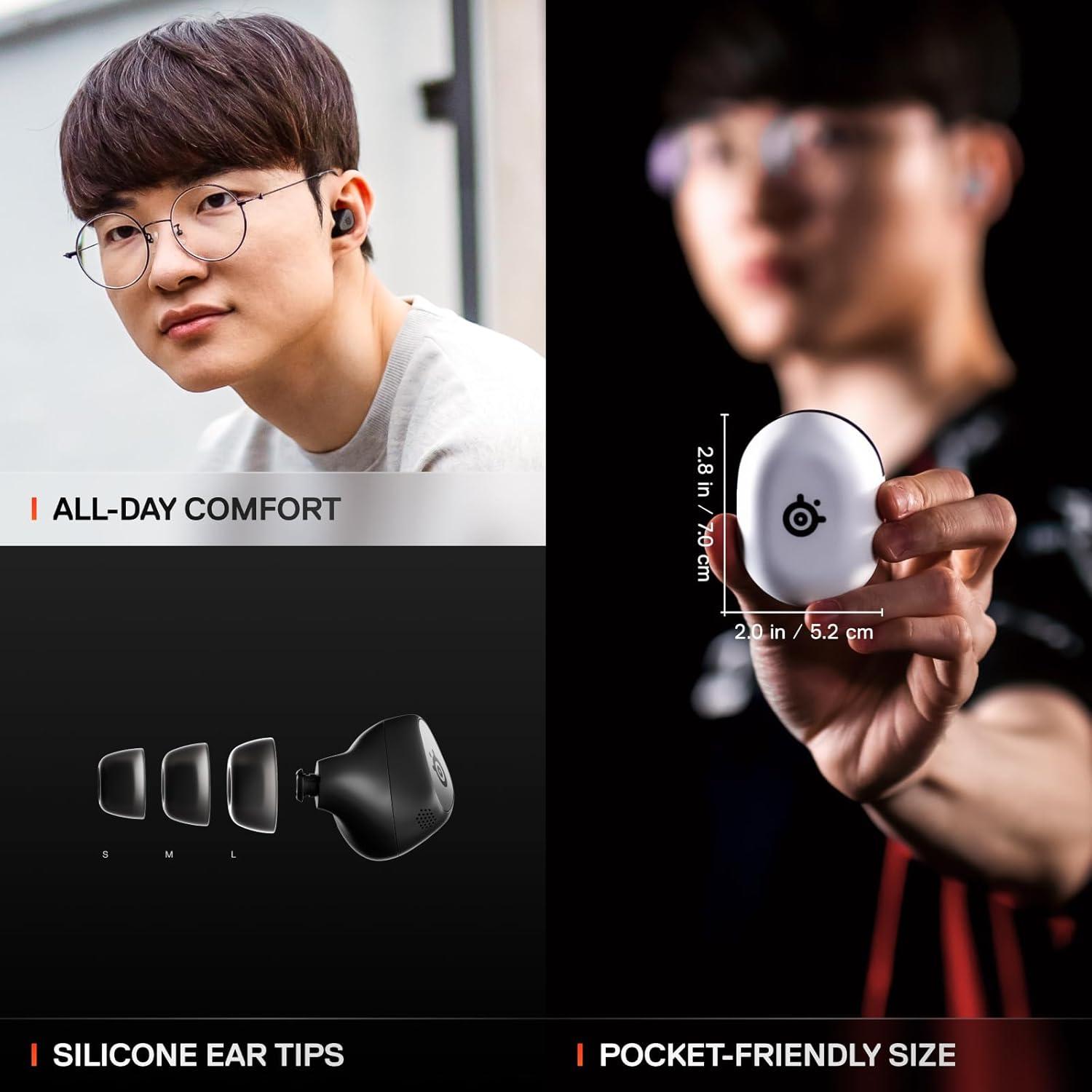 imageSteelSeries Arctis GameBuds for PlayStationPCSwitchMobile QuickSwitch 24GHz Bluetooth 53 Active Noise Cancelling 100 Game Audio Presets 40H Battery with Qi Charging Case WhiteBlack