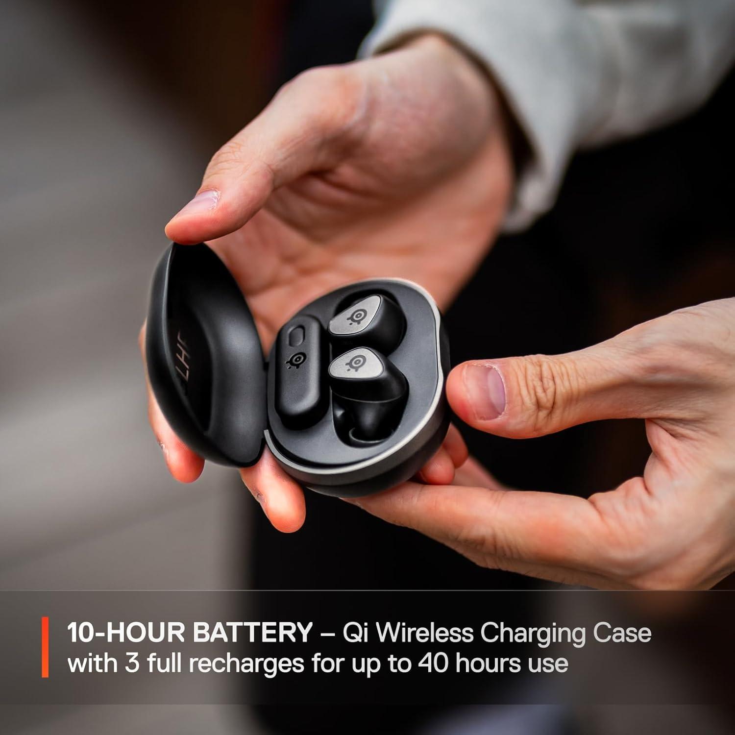 imageSteelSeries Arctis GameBuds for PlayStationPCSwitchMobile QuickSwitch 24GHz Bluetooth 53 Active Noise Cancelling 100 Game Audio Presets 40H Battery with Qi Charging Case WhiteBlack