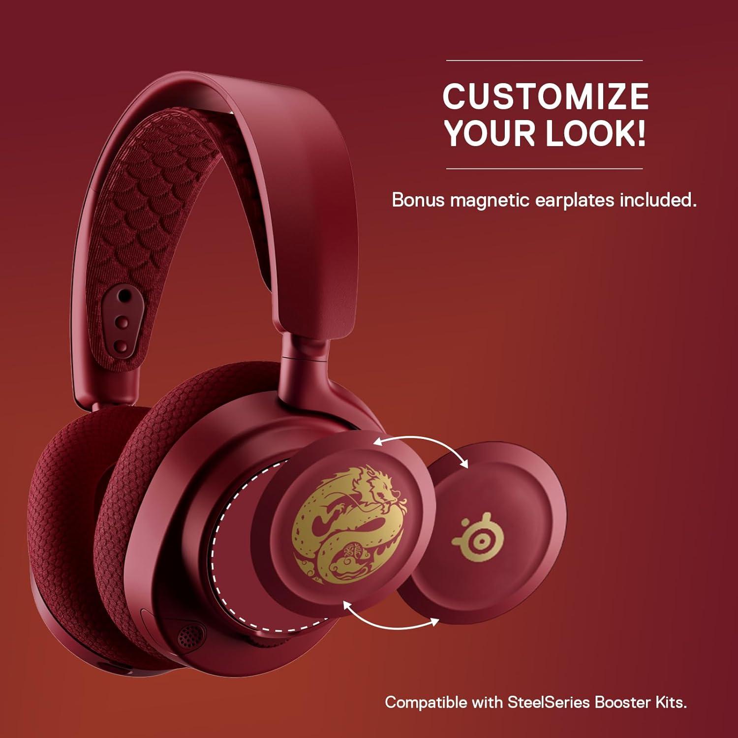 imageSteelSeries Arctis Nova 7 Wireless MultiPlatform Gaming Headset Dragon Edition Two Speaker Plate Sets Dual Wireless 24GHz ampamp Bluetooth 38 HR Fast Charge Battery PC PS Mac Mobile SwitchDragon