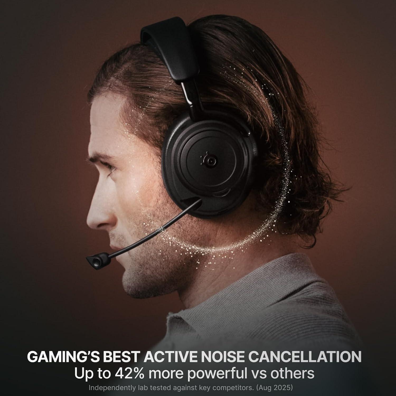 imageSteelSeries Arctis Nova Elite HiRes Wireless Gaming Headset 96kHz24bit Carbon Fiber Speakers ANC AI Noise Rejection App 24GHz BT MultiSource Mix OmniPlay PCPlayStationXboxObsidian