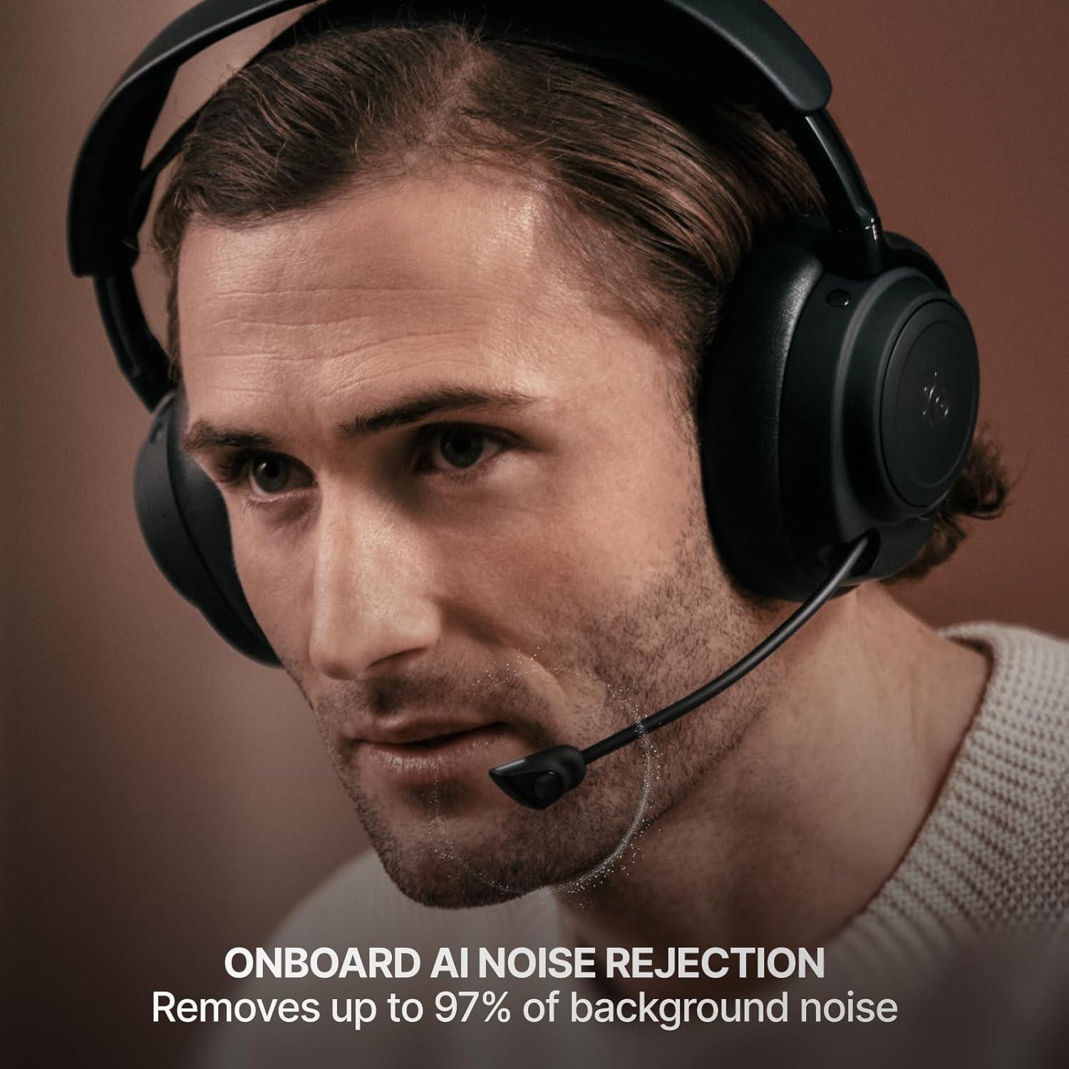 imageSteelSeries Arctis Nova Elite HiRes Wireless Gaming Headset 96kHz24bit Carbon Fiber Speakers ANC AI Noise Rejection App 24GHz BT MultiSource Mix OmniPlay PCPlayStationXboxSage Gold