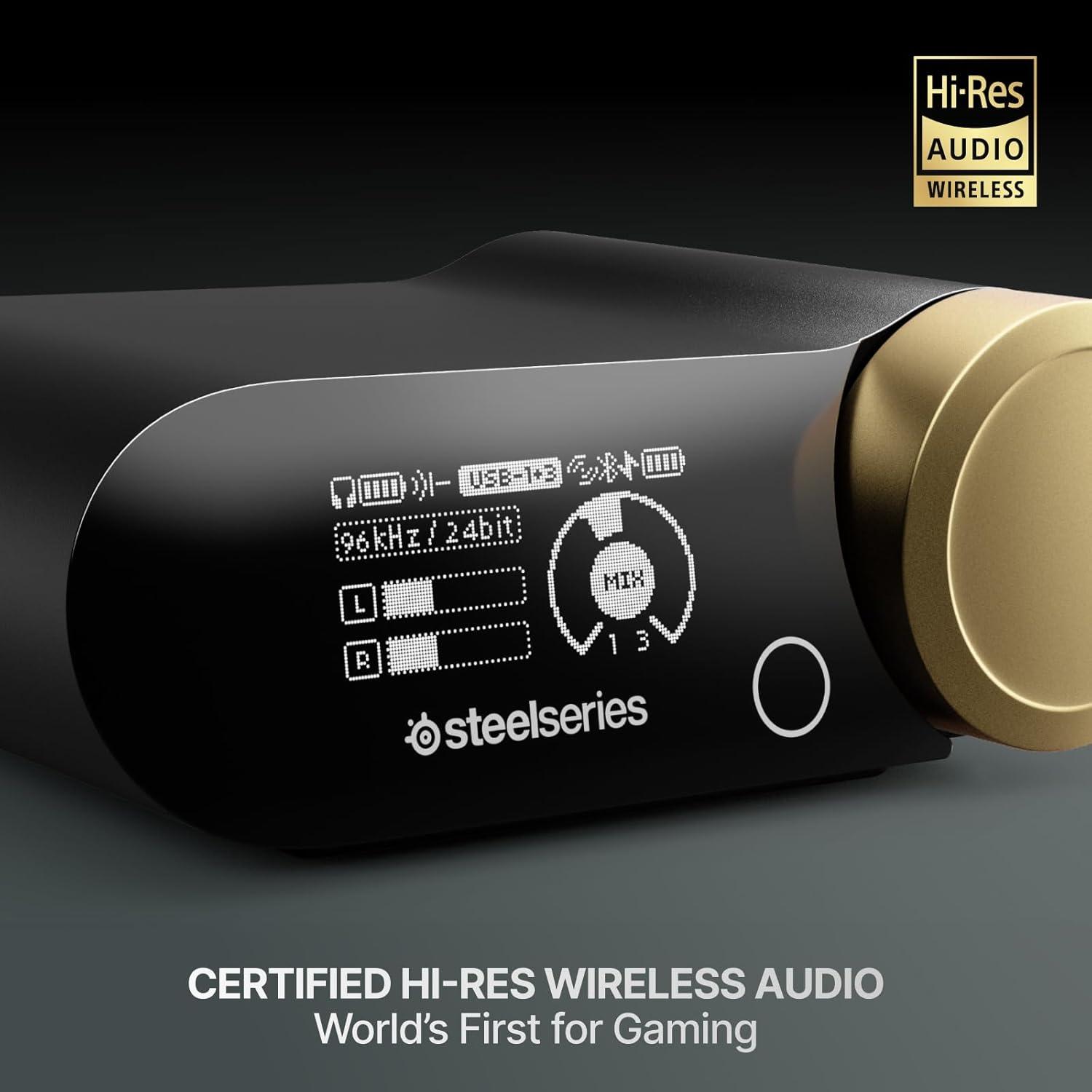 imageSteelSeries Arctis Nova Elite HiRes Wireless Gaming Headset 96kHz24bit Carbon Fiber Speakers ANC AI Noise Rejection App 24GHz BT MultiSource Mix OmniPlay PCPlayStationXboxSage Gold