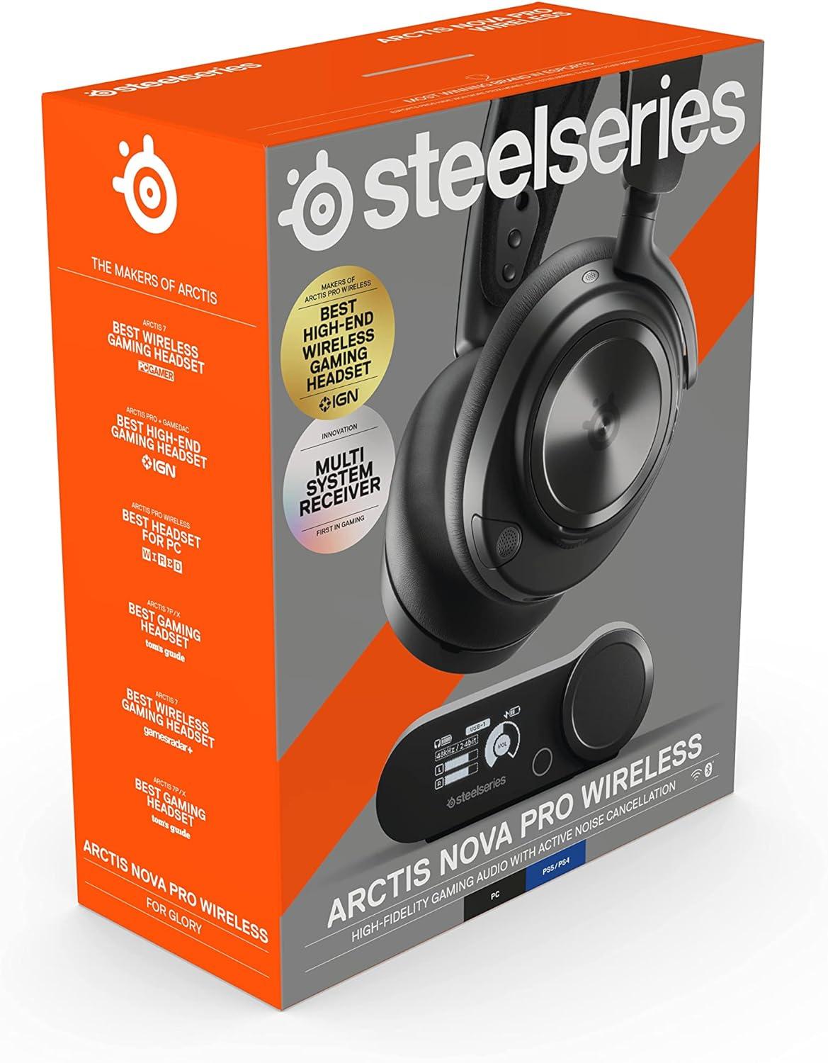 imageSteelSeries Arctis Nova Pro Wireless MultiSystem Gaming Headset Neodymium Magnetic Drivers Active Noise Cancellation 2 Battery System ClearCast Gen 2 Mic PC PS5 PS4 Switch MobileBlack