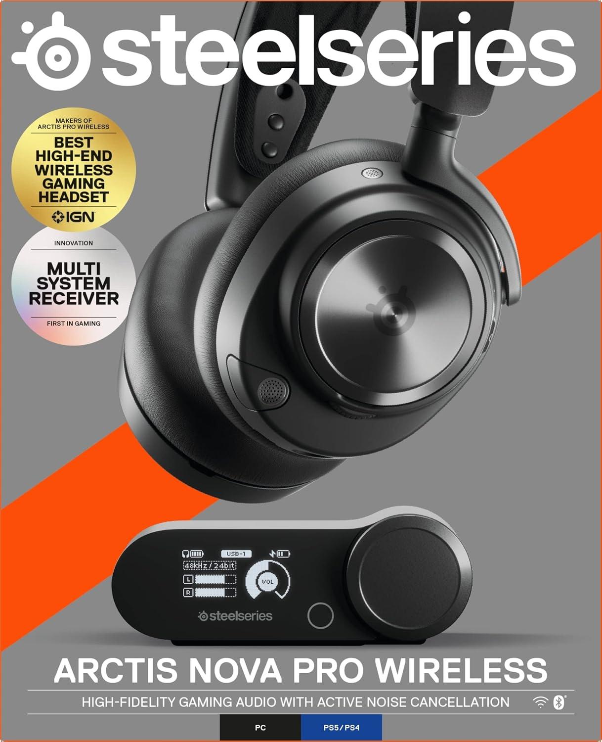 imageSteelSeries Arctis Nova Pro Wireless MultiSystem Gaming Headset Neodymium Magnetic Drivers Active Noise Cancellation 2 Battery System ClearCast Gen 2 Mic PC PS5 PS4 Switch MobileBlack
