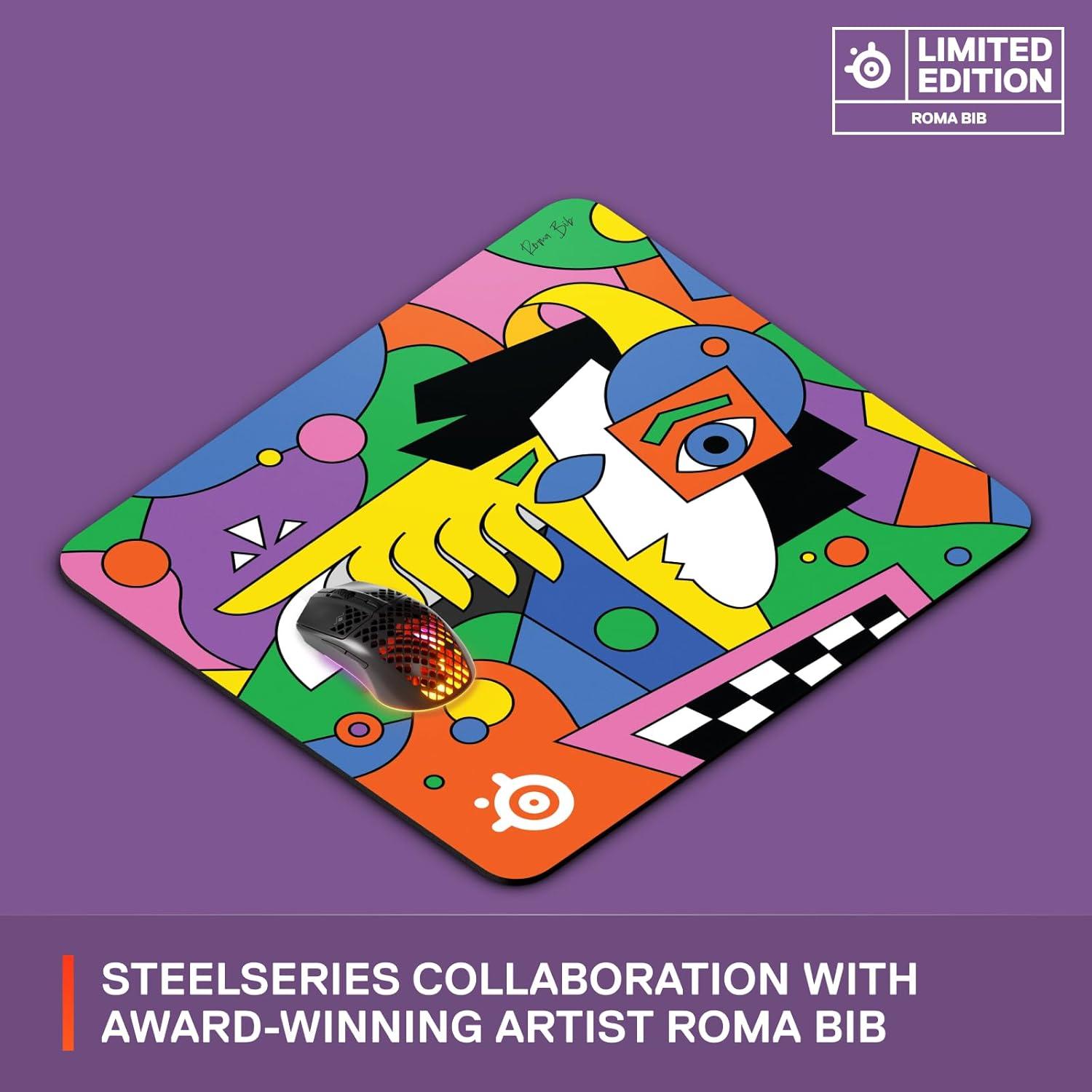 imageSteelSeries QcK Gaming Mouse Pad Limited Edition Artist Collaboration Roma Bib NonSlip Rubber Base Peak Tracking and Stability Optimized for Gaming Sensors
