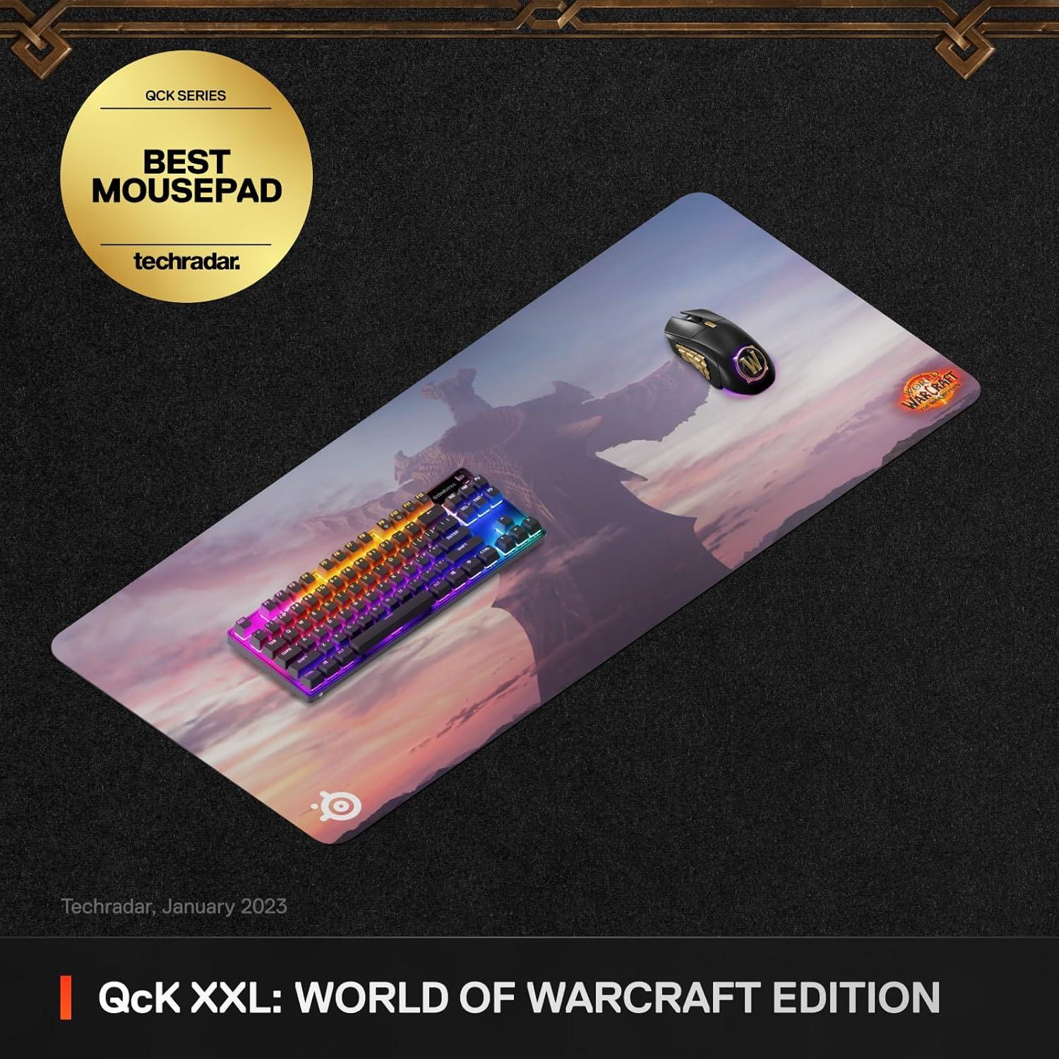 imageSteelSeries QcK Gaming Mousepad World of Warcraft Edition Includes InGame Item XXL Thick Cloth Sized to Cover Desks Peak Tracking and Stability Optimized For Gaming Sensors