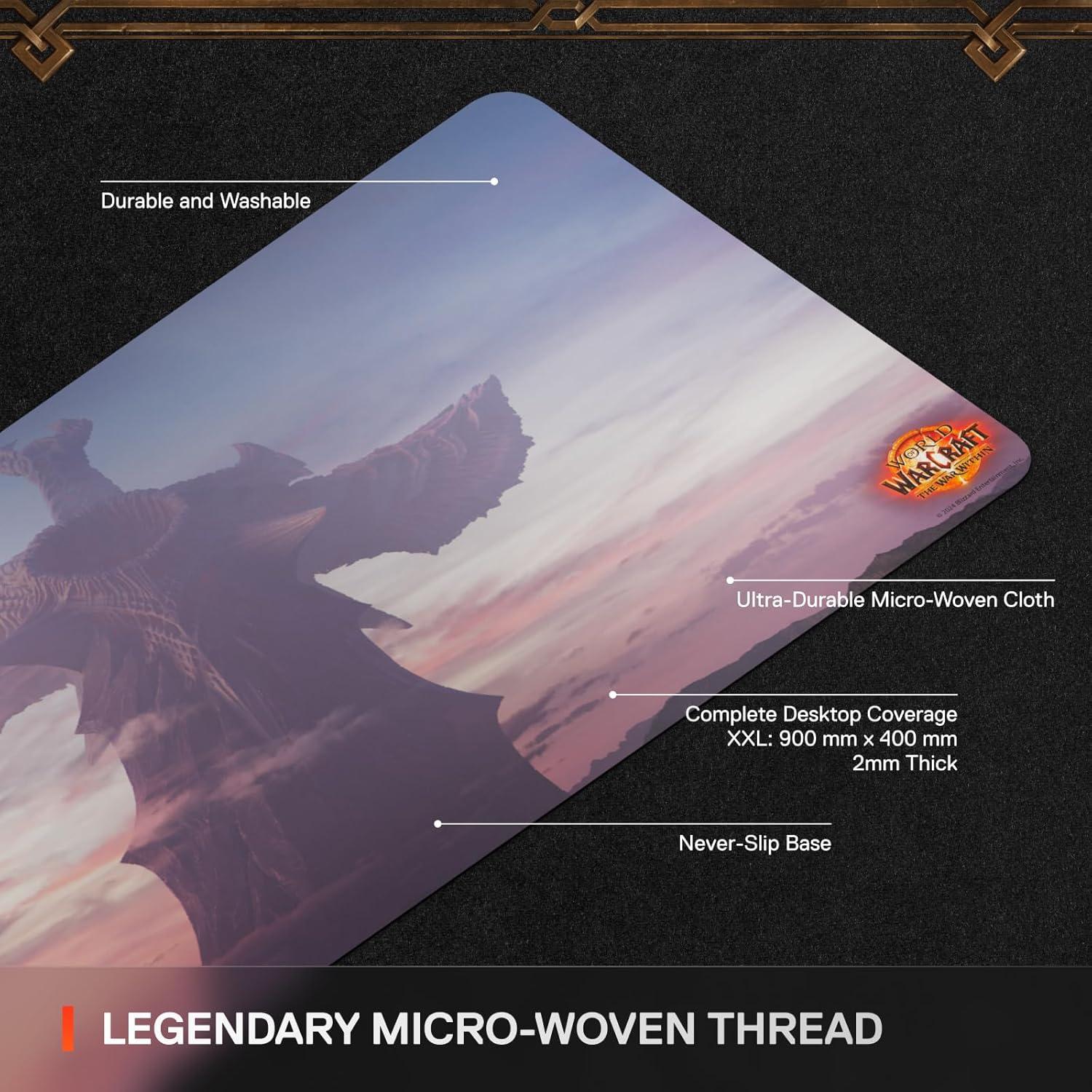 imageSteelSeries QcK Gaming Mousepad World of Warcraft Edition Includes InGame Item XXL Thick Cloth Sized to Cover Desks Peak Tracking and Stability Optimized For Gaming Sensors