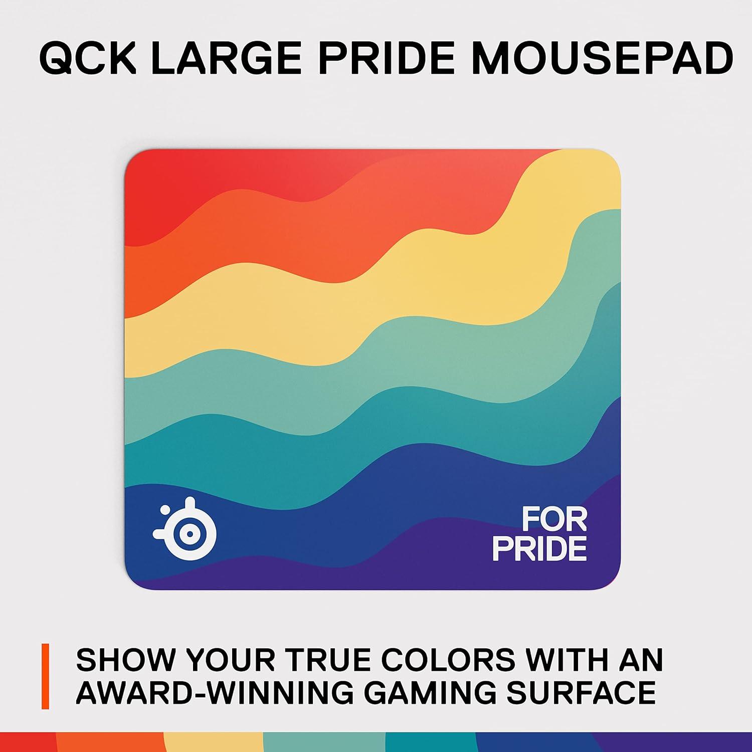 imageSteelSeries QcK Large Gaming Mouse Pad for Pride Limited Edition Exclusive MicroWoven Cloth Optimized for Low and High Mouse CPI Durable and Washable Rainbow DesignPride