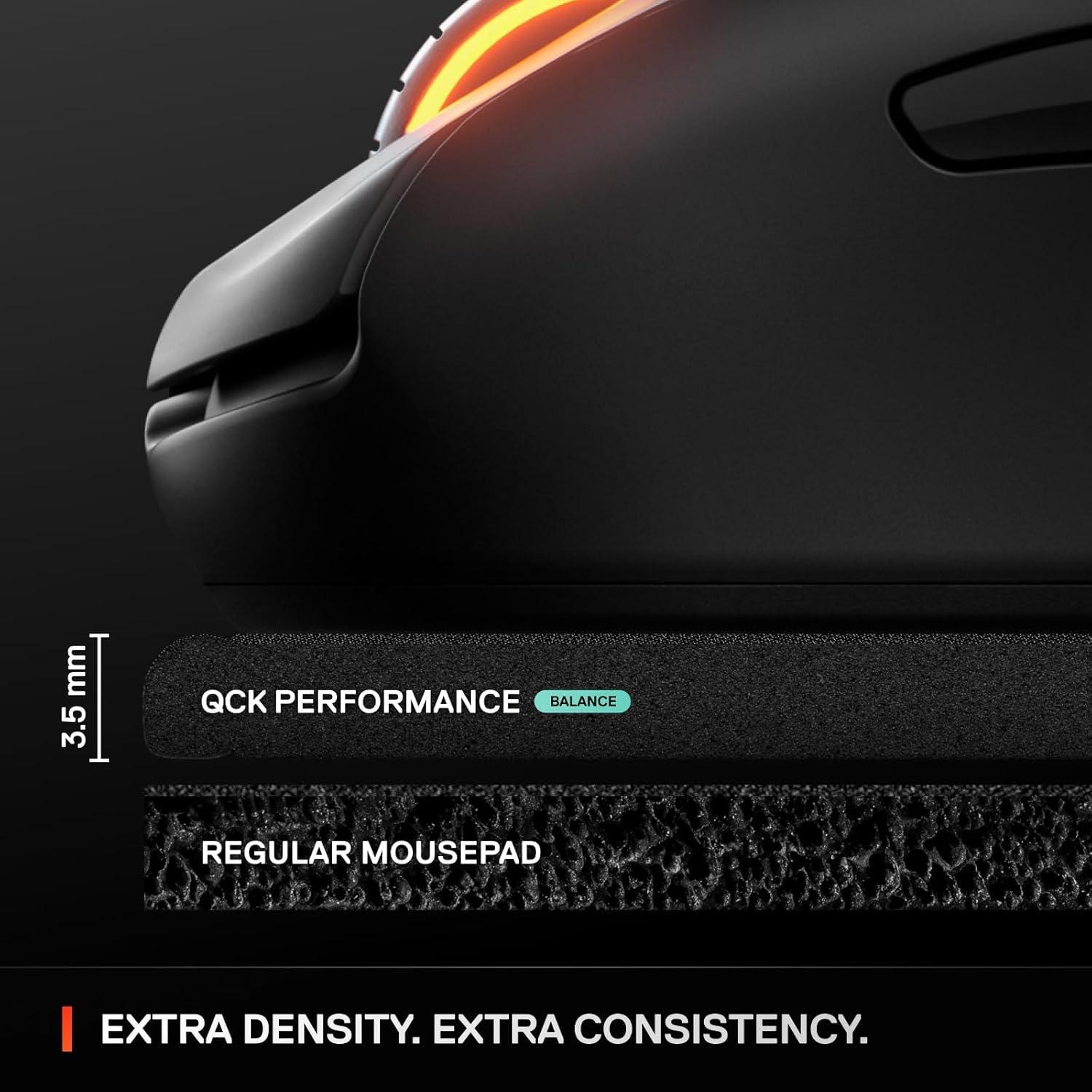 imageSteelSeries QcK XL Performance Speed Gaming Mousepad Extra Density for a Smooth Glide LowProfile Edge Stitching NonSlip Neoprene Rubber Base 1575 x 3443 inch FPS MOBAs RTS MMOXL