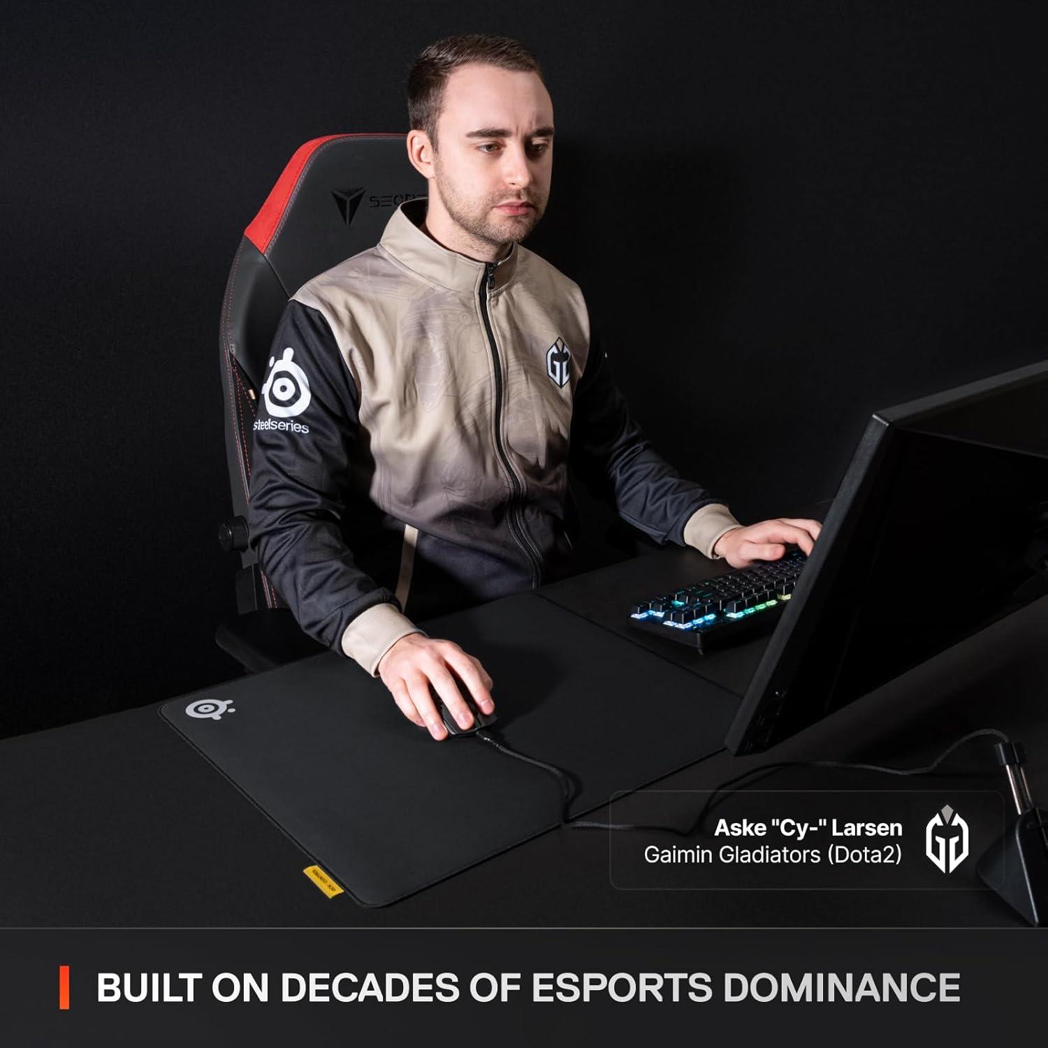 imageSteelSeries QcK XL Performance Speed Gaming Mousepad Extra Density for a Smooth Glide LowProfile Edge Stitching NonSlip Neoprene Rubber Base 1575 x 3443 inch FPS MOBAs RTS MMOXL