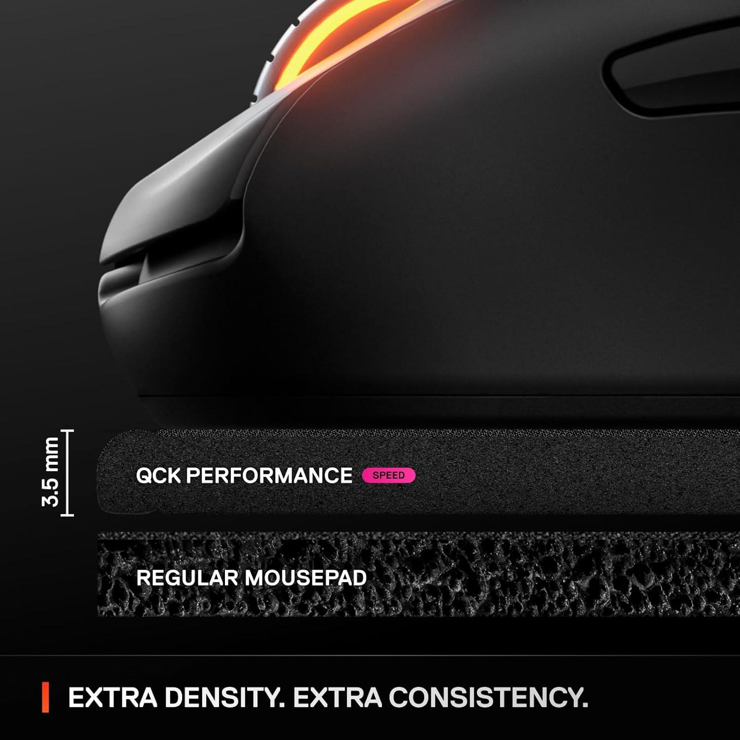 imageSteelSeries QcK XL Performance Speed Gaming Mousepad Extra Density for a Smooth Glide LowProfile Edge Stitching NonSlip Neoprene Rubber Base 1575 x 3443 inch FPS MOBAs RTS MMOXL