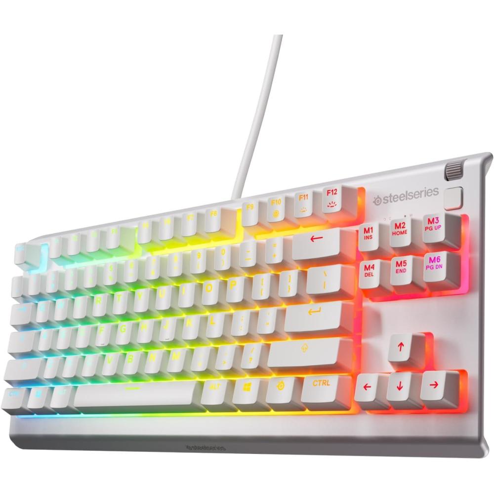 imageSteelSeries Apex 3 TKL White RGB Gaming Keyboard  Tenkeyless Compact Form Factor  8Zone RGB Illumination  Water and Dust Resistant  WhisperQuiet Gaming SwitchWhite