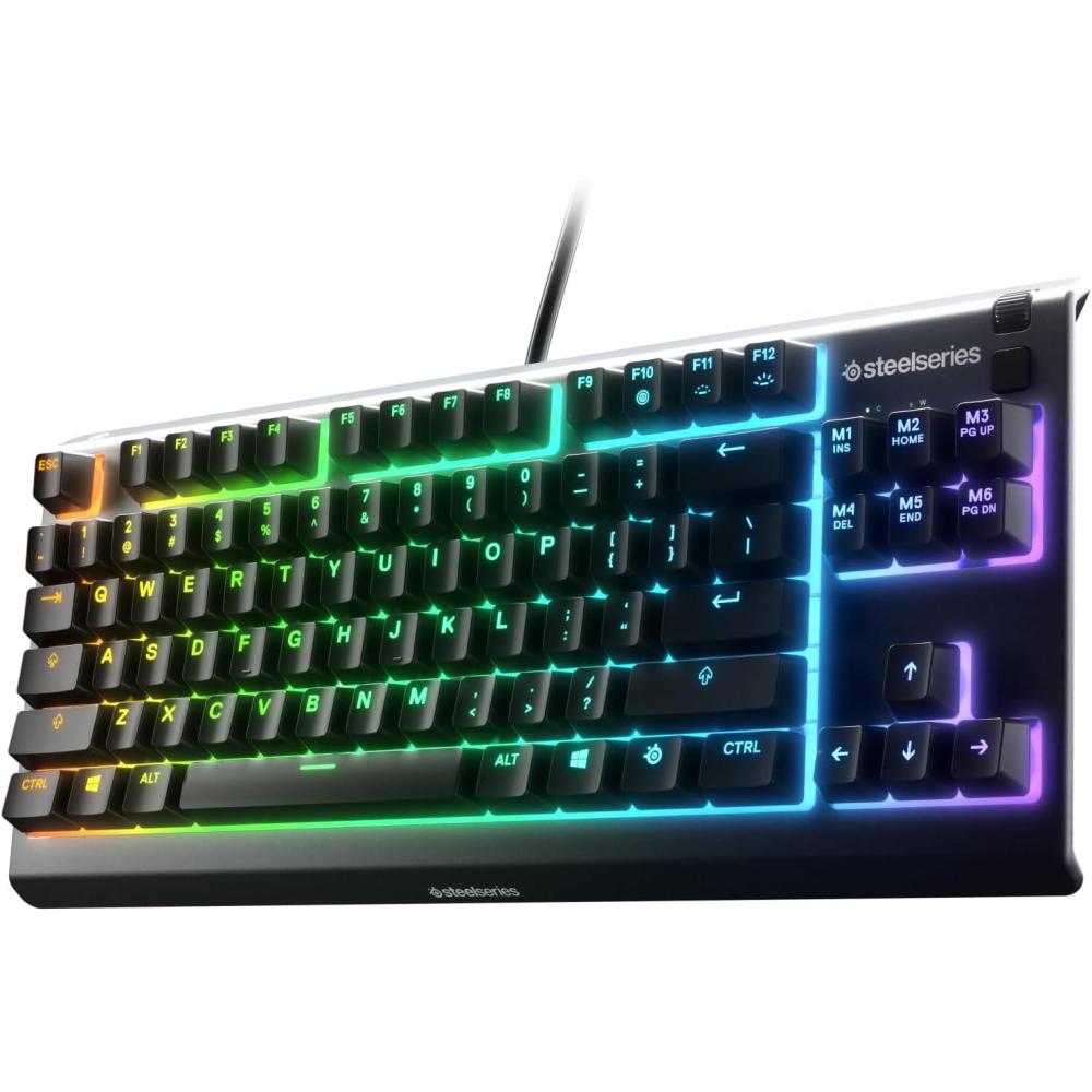 imageSteelSeries Apex 3 TKL White RGB Gaming Keyboard  Tenkeyless Compact Form Factor  8Zone RGB Illumination  Water and Dust Resistant  WhisperQuiet Gaming SwitchBlack