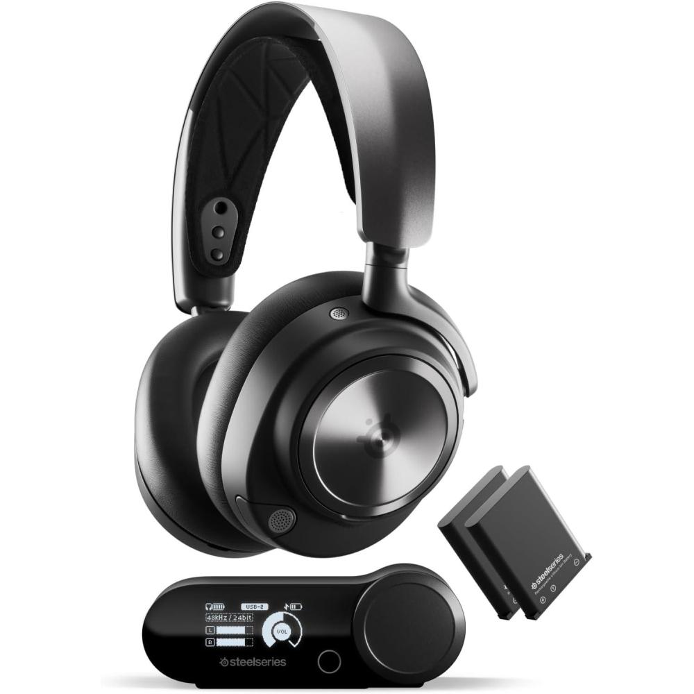imageSteelSeries Arctis Nova Pro Wireless MultiSystem Gaming Headset Neodymium Magnetic Drivers Active Noise Cancellation 2 Battery System ClearCast Gen 2 Mic PC PS5 PS4 Switch MobileBlack