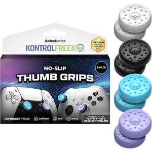 KontrolFreek No-Slip Thumb Grips | Universal Edition for Nintendo Switch Pro, Switch 2, PlayStation 4, PlayStation 5, Xbox One & Xbox Series X|S Controller | 8-Pack | Lavender/Aqua/White/Black