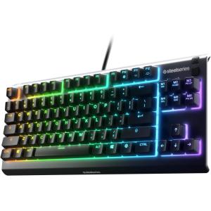 SteelSeries Apex 3 TKL White RGB Gaming Keyboard — Tenkeyless Compact Form Factor — 8-Zone RGB Illumination — Water and Dust Resistant — Whisper-Quiet Gaming Switch(Black)