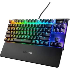SteelSeries Apex 7 TKL Compact Mechanical Gaming Keyboard – OLED Smart Display – USB Passthrough and Media Controls – Linear and Quiet – RGB Backlit (Red Switch)