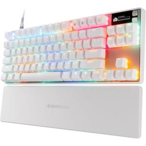 SteelSeries Apex Pro TKL Gen 3 White OmniPoint 3.0 Switches — Adjustable Actuation — Rapid Trigger — Game-Ready Presets — Protection Mode — Rapid Tap/SOCD — OLED — RGB — PBT Keycaps — USB-C(White)